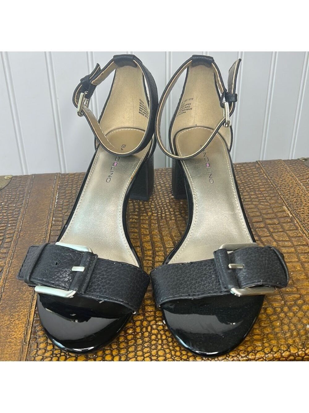 Bandolino Black Buckle  Ankle Strap Heels size 6.5